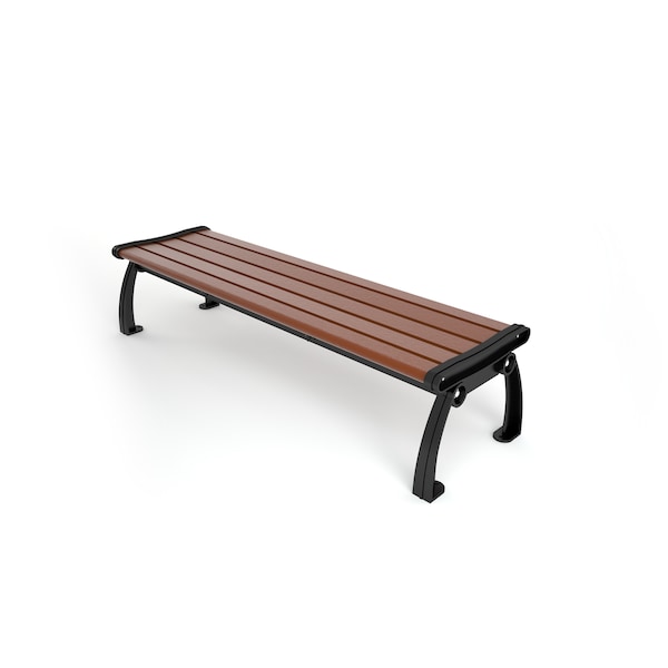 Brown 5' Heritage Backless Bench with Black Frame
